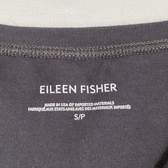 Eileen Fisher T-shirt Dress S Gray Knee Length Short Sleeve Stretch Made USA - Picture 3 of 6